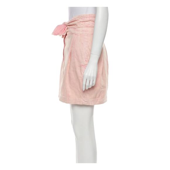 Ulla Johnson Pink Washed Tie Drew Denim Tie Mini Skirt Size 2 - Picture 4 of 4